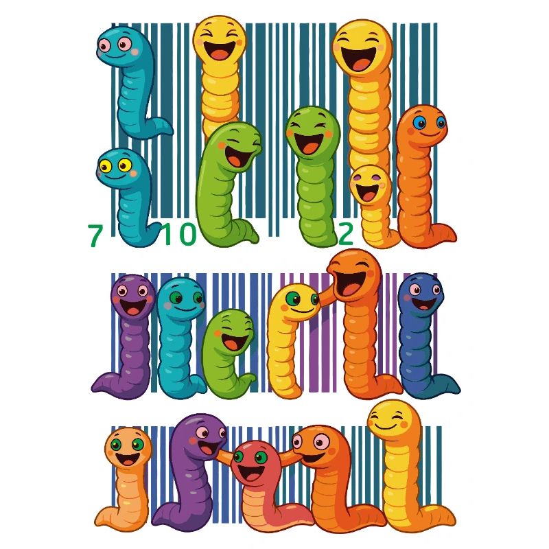 Bunte Wurm-Barcode-Kollektion