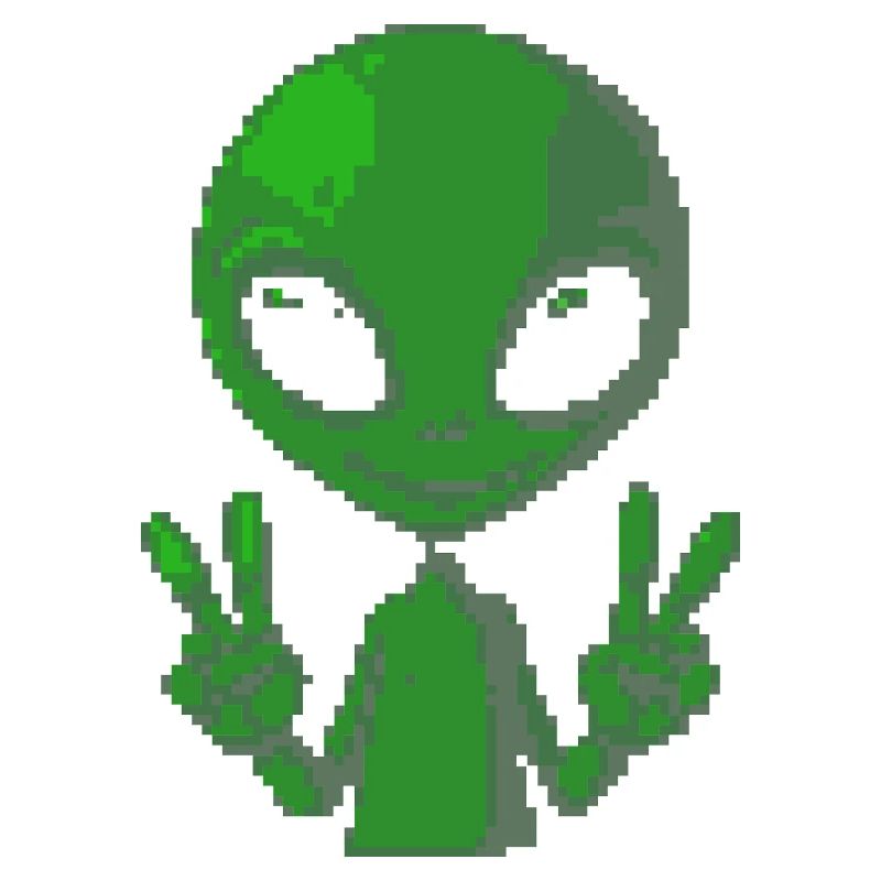 Pixel Alien Friedenszeichen