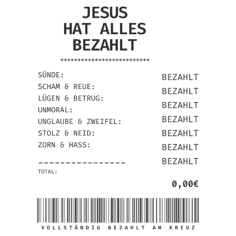 Jesus hat bezahlt Quittung