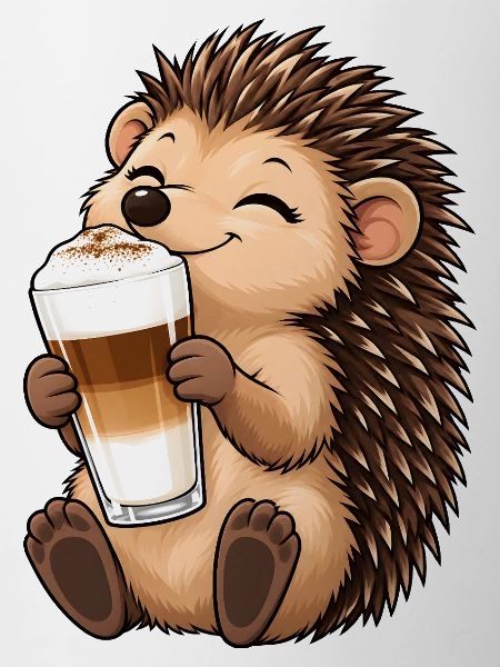 Igel mit Latte Macchiato