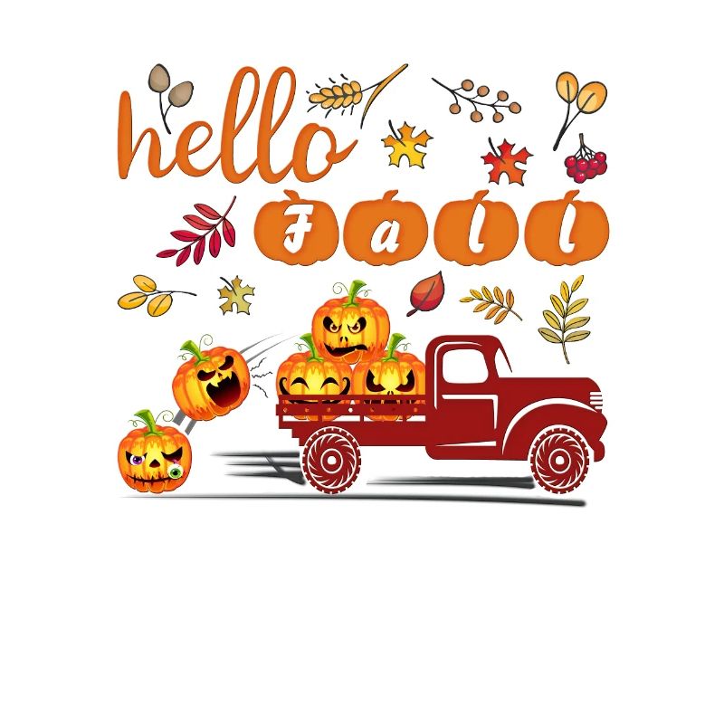 Hello Fall Witziges Shirt Kürbis Herbst Halloween