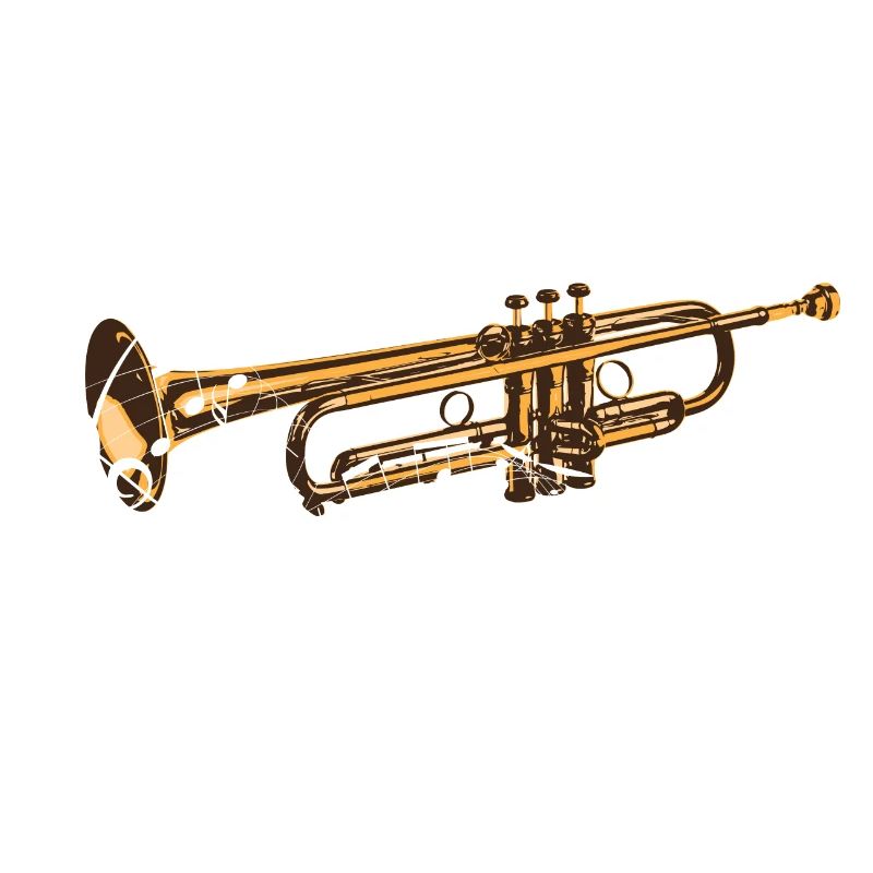 Musique avec trompette comme instrument à vent et notes