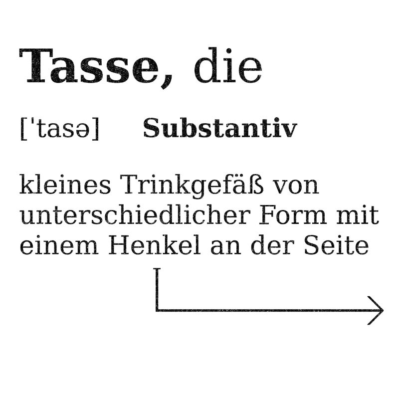 Tasse Duden mit Pfeil