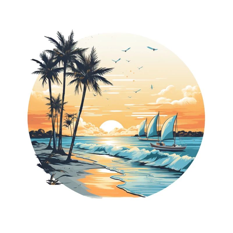 Vibrations de l’océan, vibrations de la plage, coucher de soleil sur la plage, oce