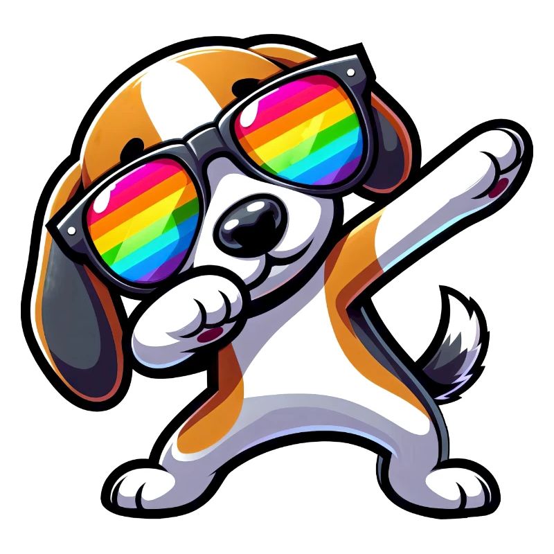 Cooler Beagle Hund Dabbing Regenbogen Lustig