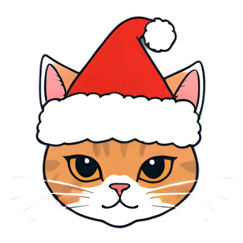 Chat de Noël avec chapeau de Père Noël