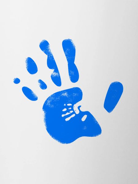 Blue handprint