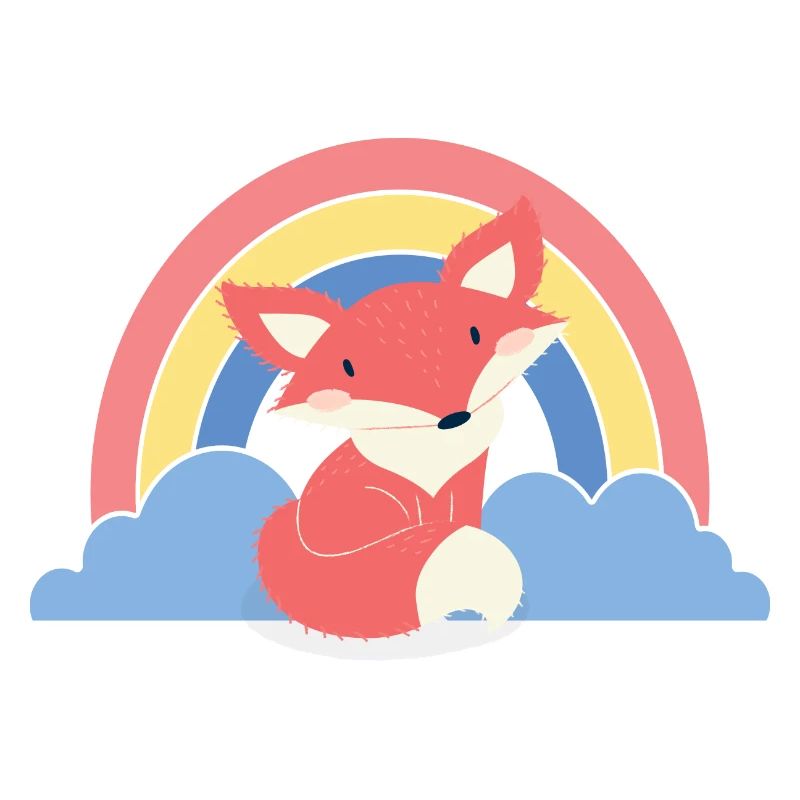 Renard mignon avec arc-en-ciel pour petits-enfants enfants