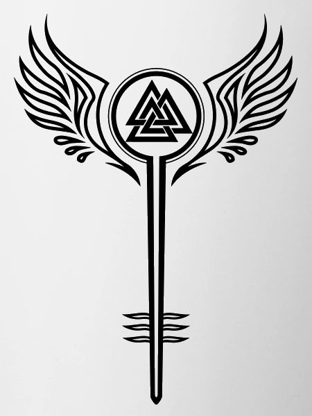 Valkyrie with Valknut Viking symbol