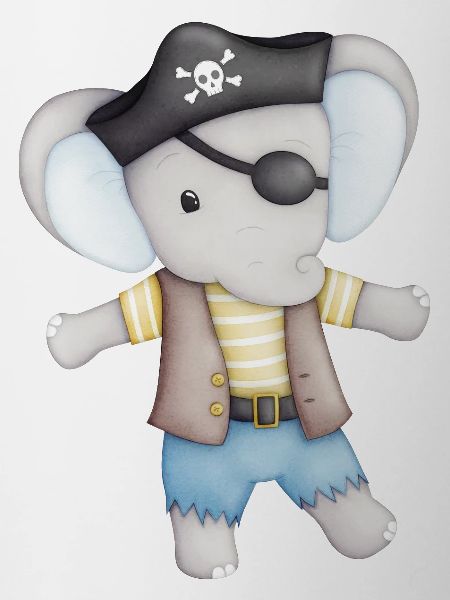 cute elephant as a pirate