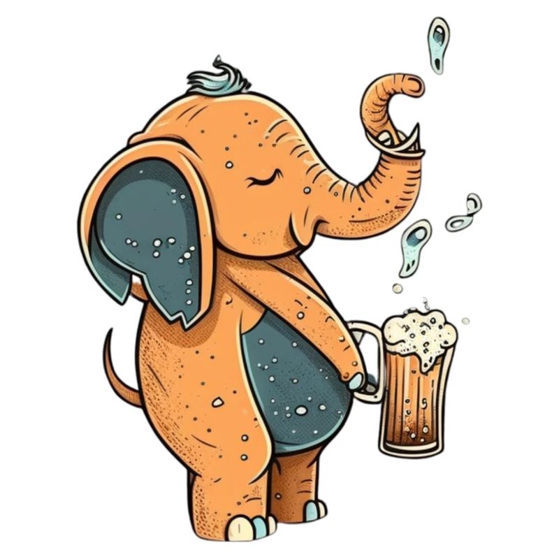 Süßer und lustiger Elefant mit Bier