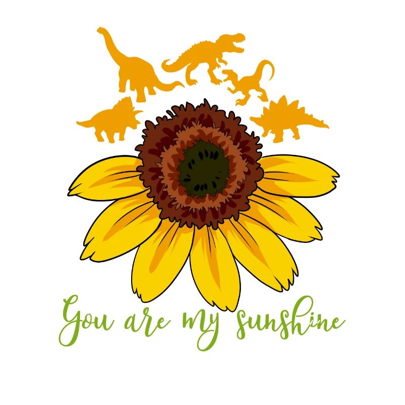 Dinosaure dino fleur de tournesol soleil