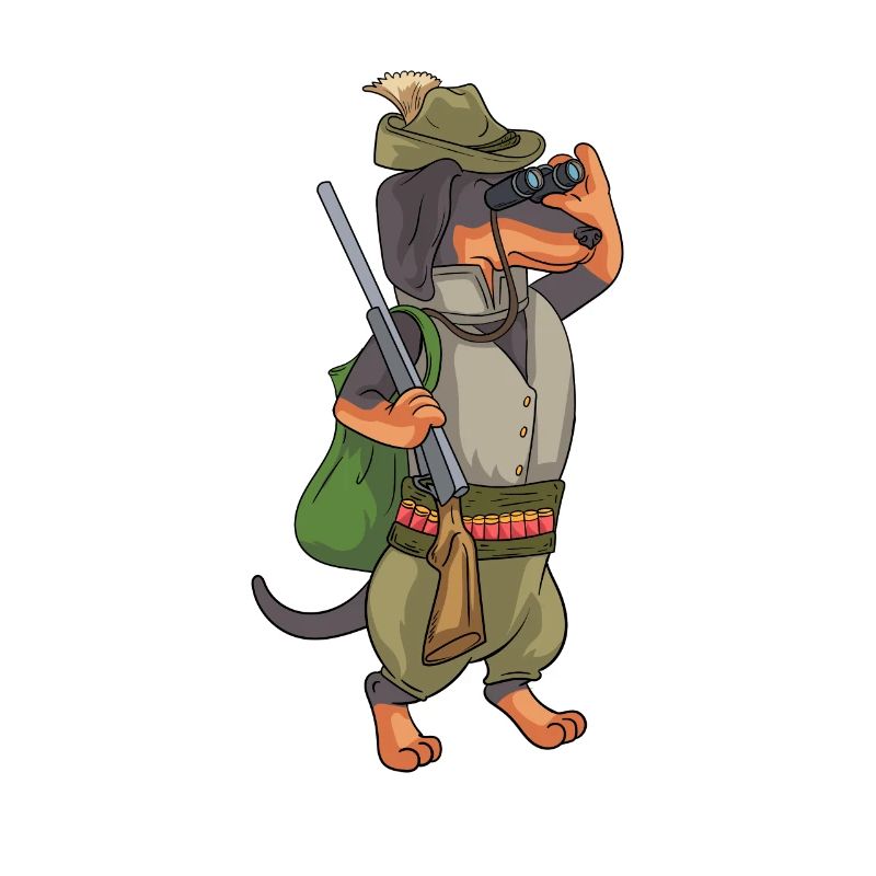 Conception de chasse habillée de teckel pour un chasseur