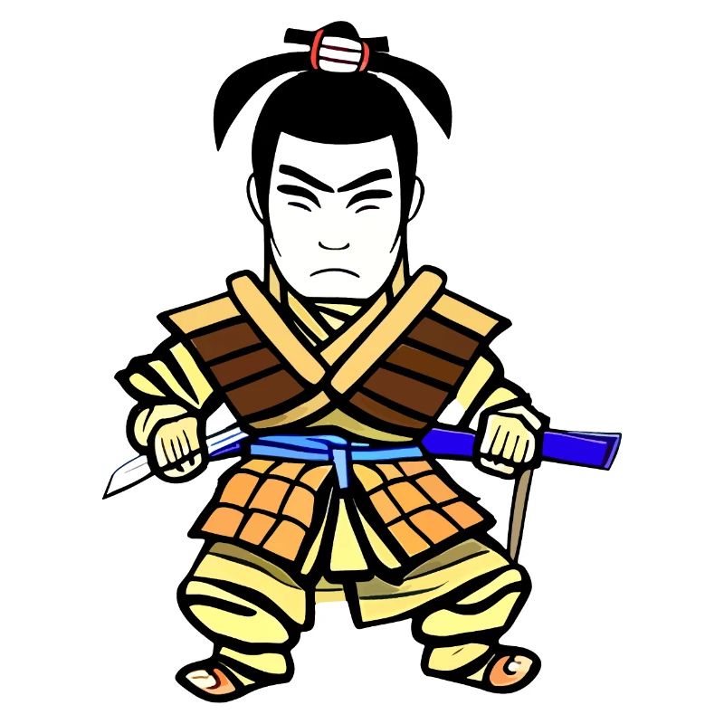 Coole farbenfrohe Zeichnung eines Samurai