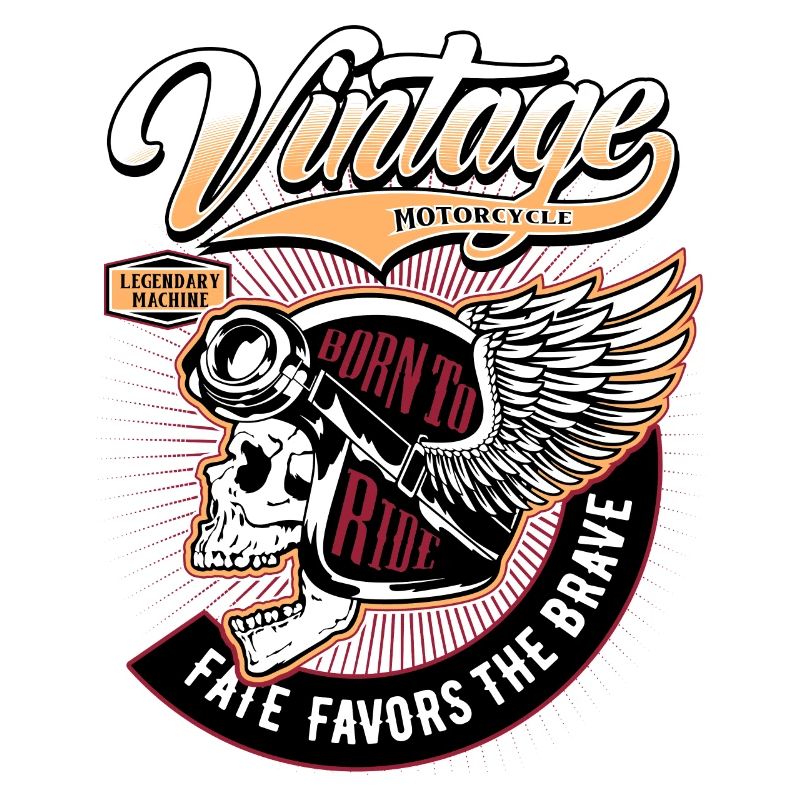 Biker Skull Vintage Motorcycles