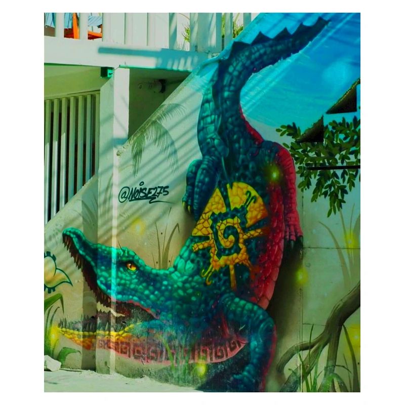 Peinture murale de crocodile, Mexico