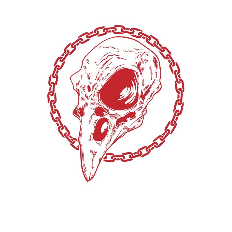 Crâne d’os de corbeau avec chaînes de corbeau