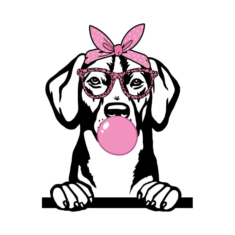Le chien mâche de la gomme