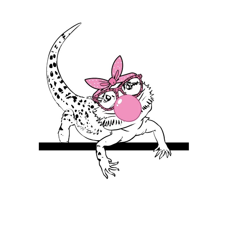 Dragon barbu soufflant du chewing-gum