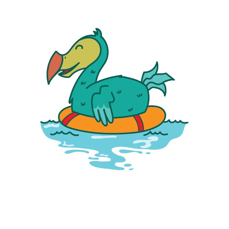 Dodo dans l’eau avec un oiseau flottant