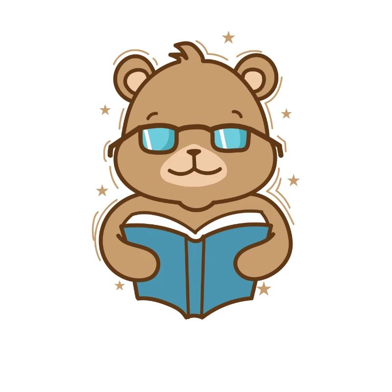 Bär liest ein Buch Wald Tier