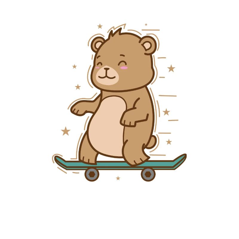 Bear rides on a skateboard forest animal