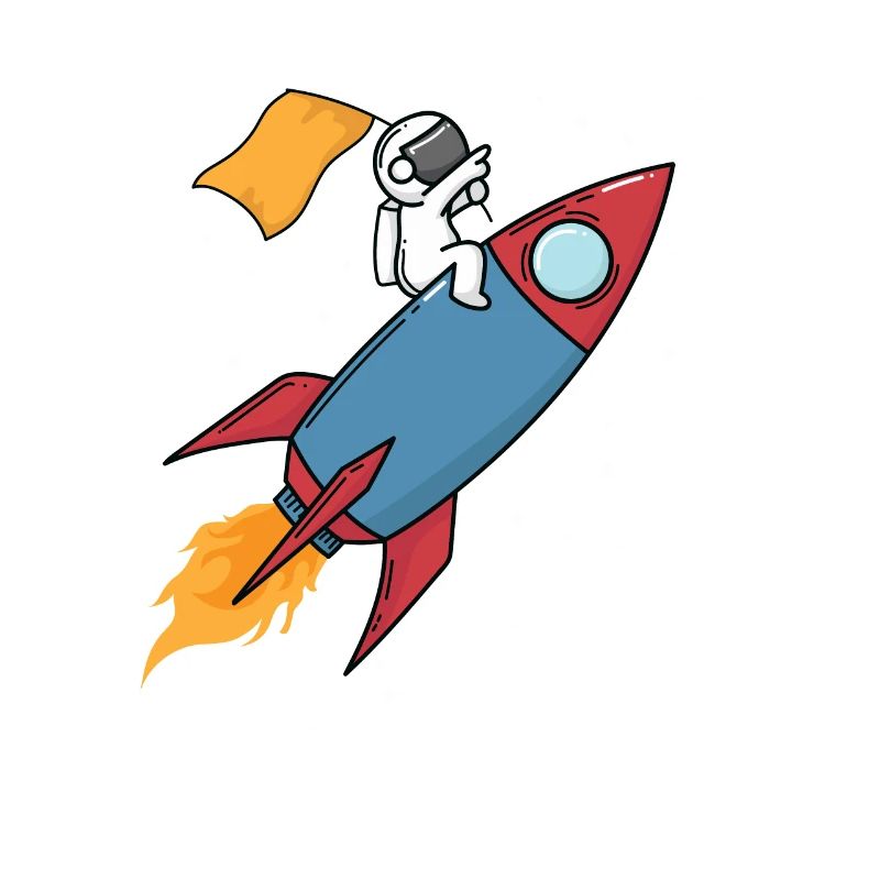 Astronaut auf einer Rakete