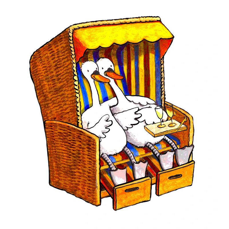 Cygnes dans une chaise de plage