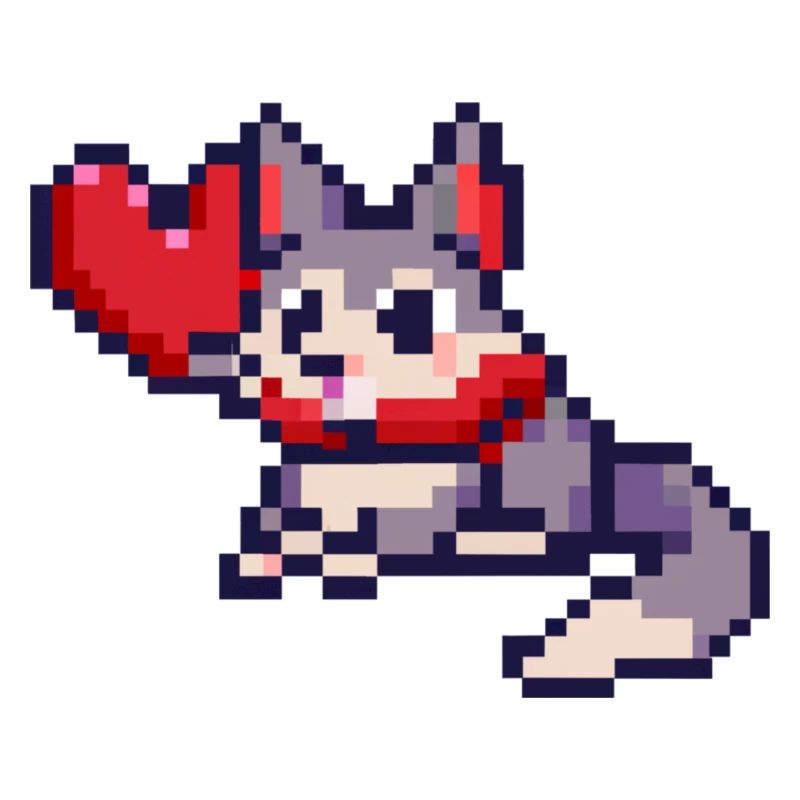 Pixelart Cat with Heart