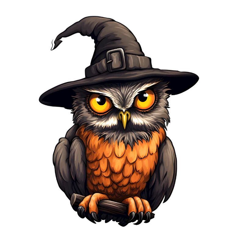Owl with witch hat Halloween