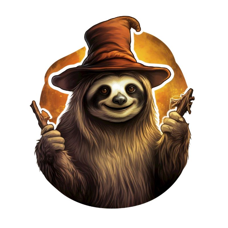 Halloween Faultier mit Hexenhut