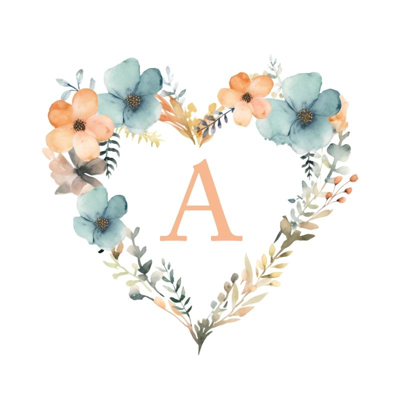A Monogramm Herz Blumen Kranz