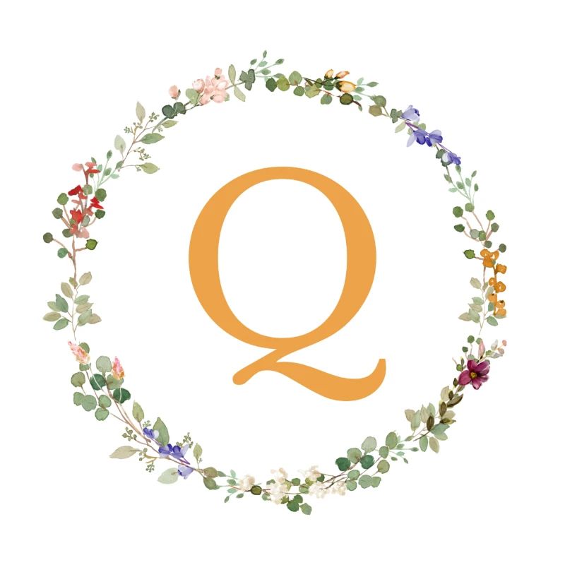 Q monogramme, Couronne de fleurs sauvages