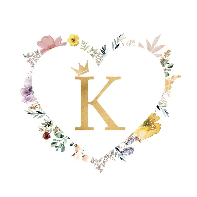 Buchstabe K, Monogramm, Herz, personalisierbar