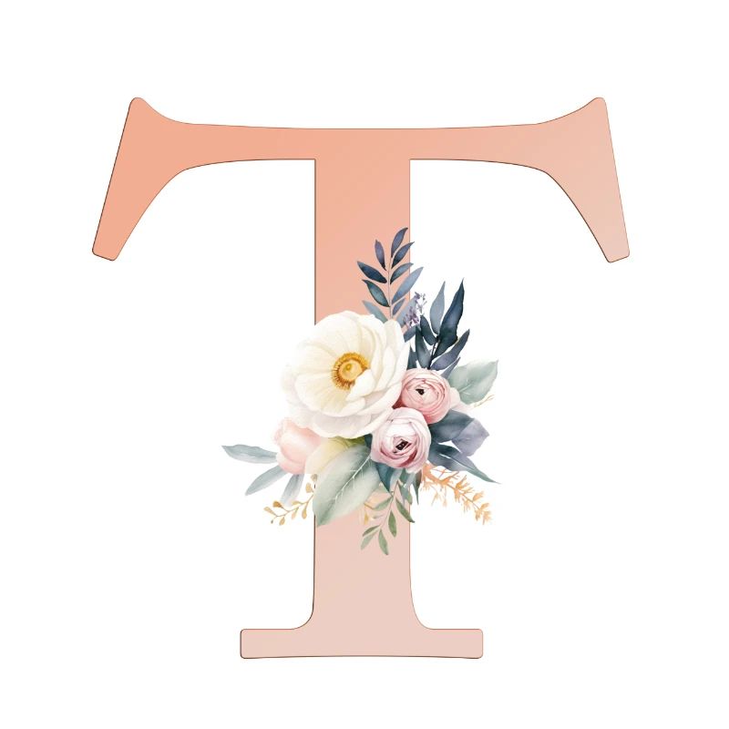 T Monogram, Floral, Boho