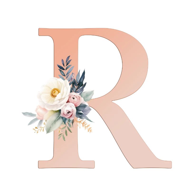 R monogramme, Floral, Boho