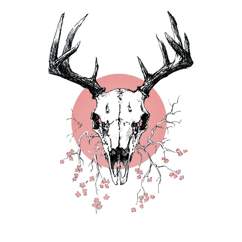 crâne de cerf (rose)