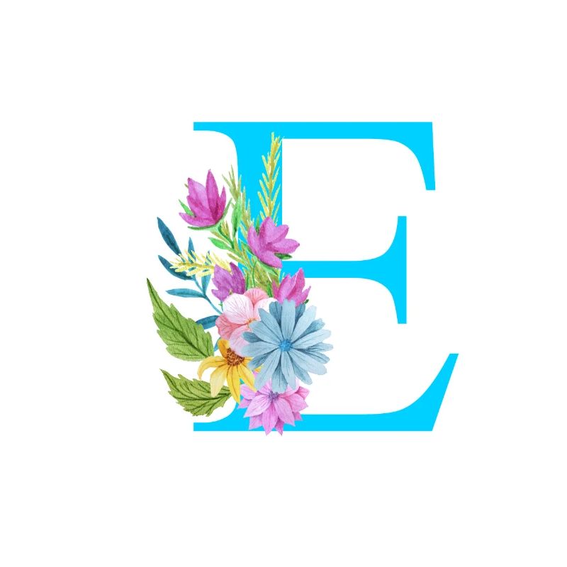 E Buchstabe Blau