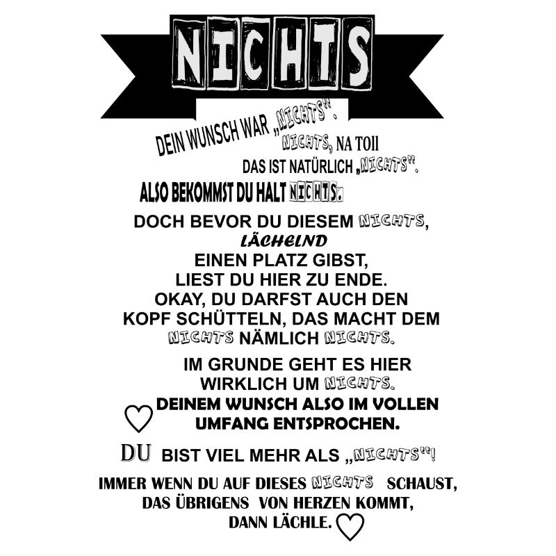 Nichts - Geschenkidee - Nichts schenken. Text