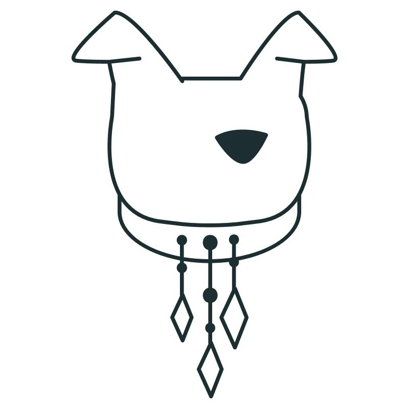 Dog head with collar dangles