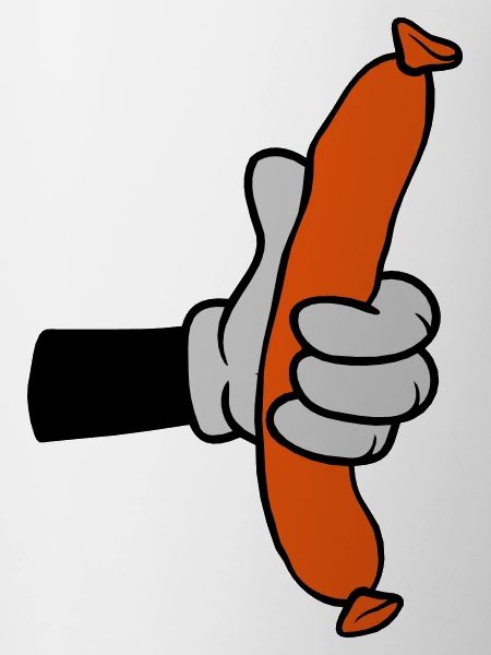 Comic Hand Holds Sausage