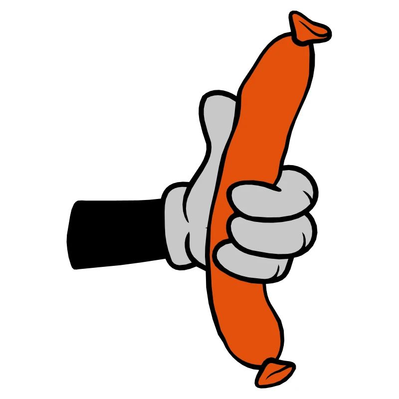 Comic Hand hält Wurst