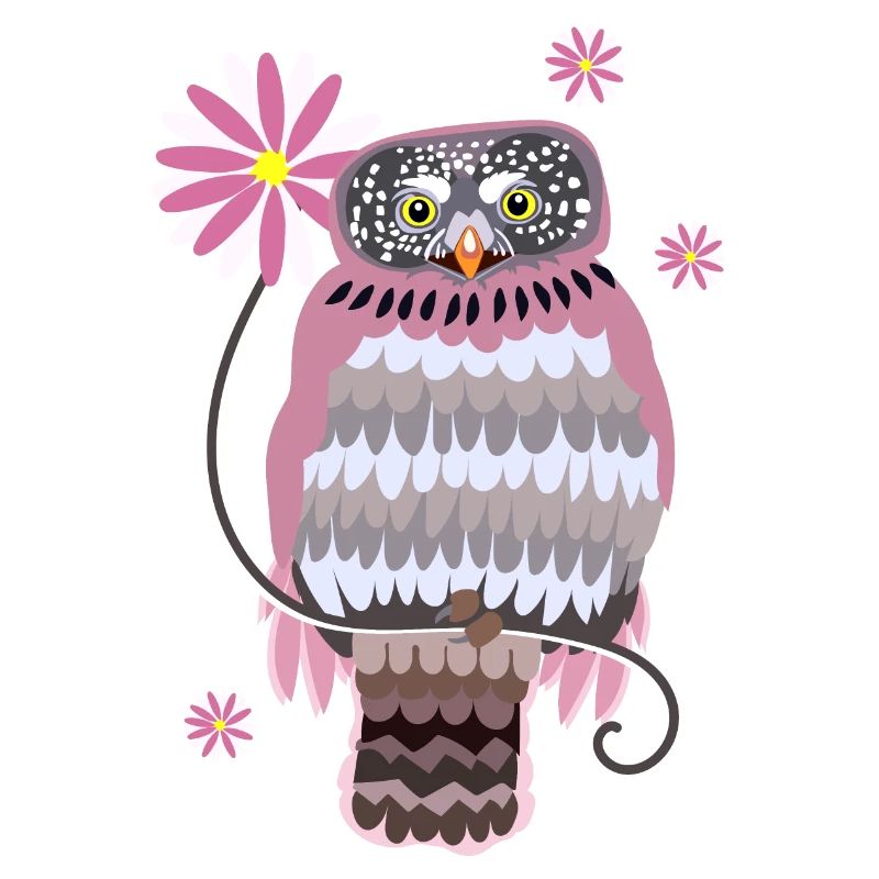 chouette avec fleurs