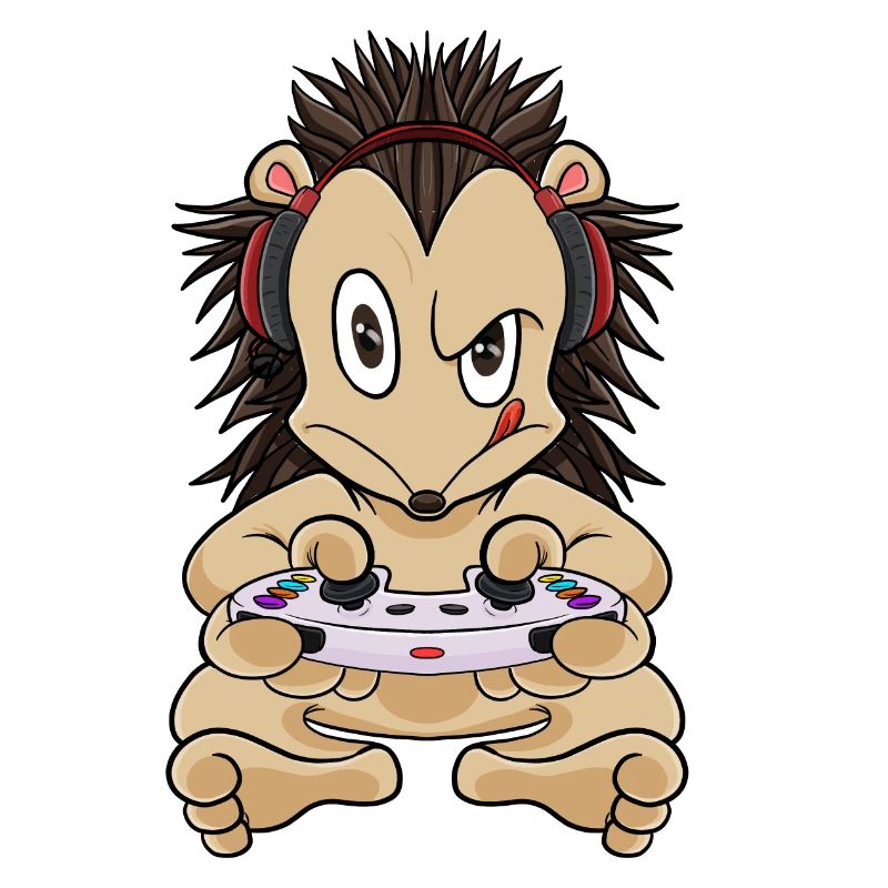 Hedgehog With Gaming Controller I Funny Gaming I