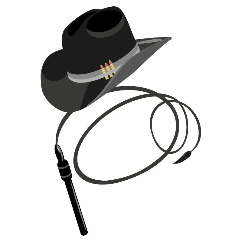 Cowboy hat and whip
