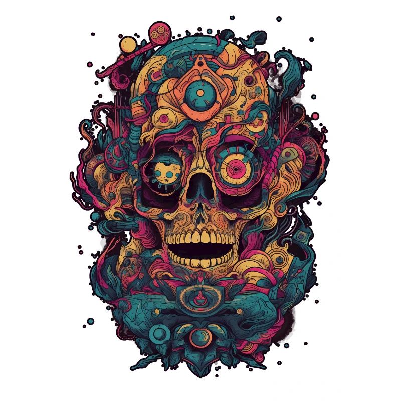 Surrealistic, psychedelic skull