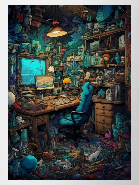 Wohnraum eines Computer Nerds