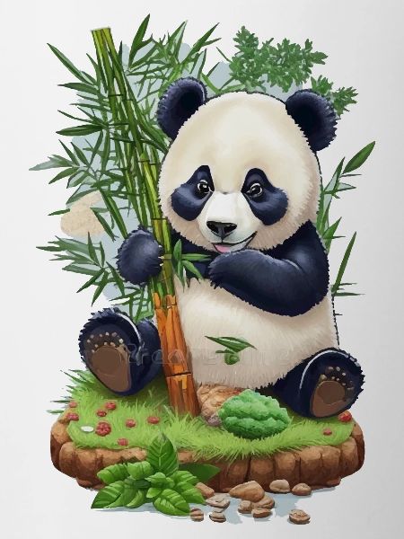 Panda bear eats bamboo