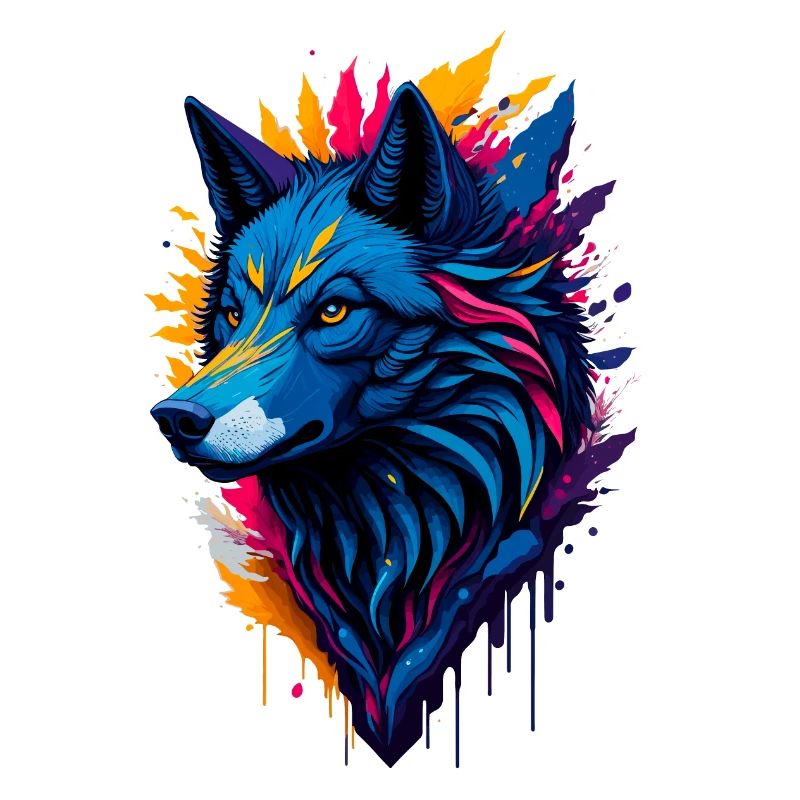 colorful abstract wolf