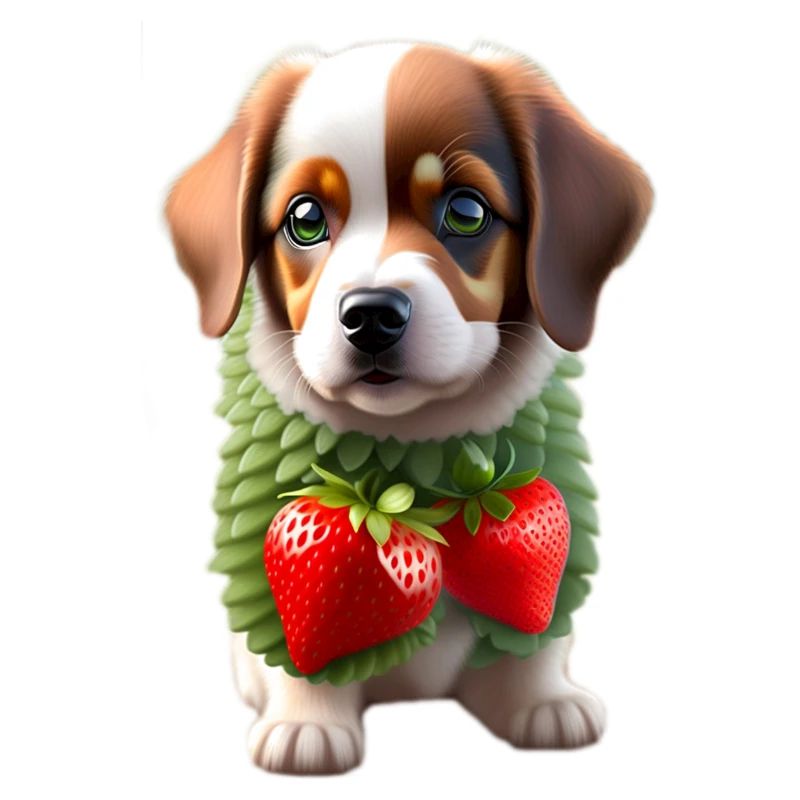 Hund mit Erdbeeren